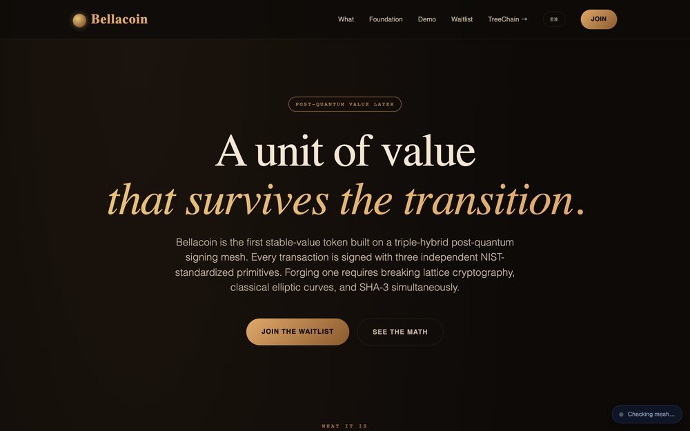 Screenshot of BellaCoin