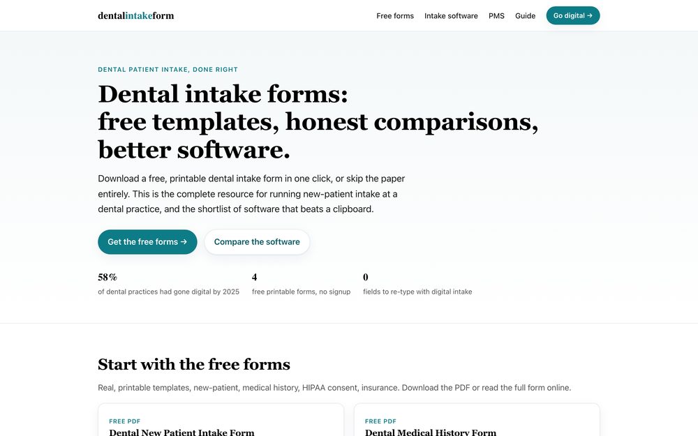 Screenshot of DentalIntakeForm