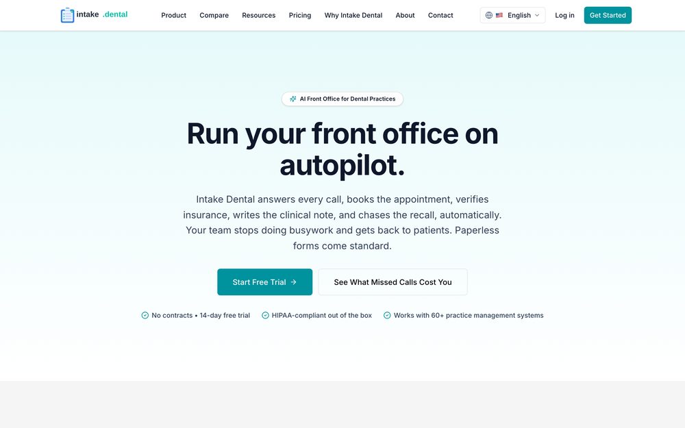 Screenshot of Intake Dental